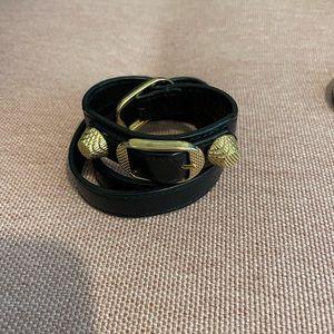 Balenciaga triple tour black wrap bracelet with gold hardware